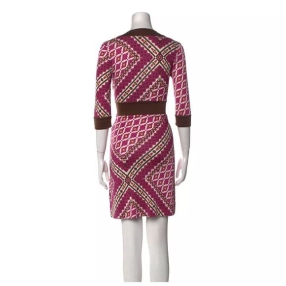 Tory Burch 100% Silk Tunic Pink Geometric Design Dress Size M - Picture 4 of 10